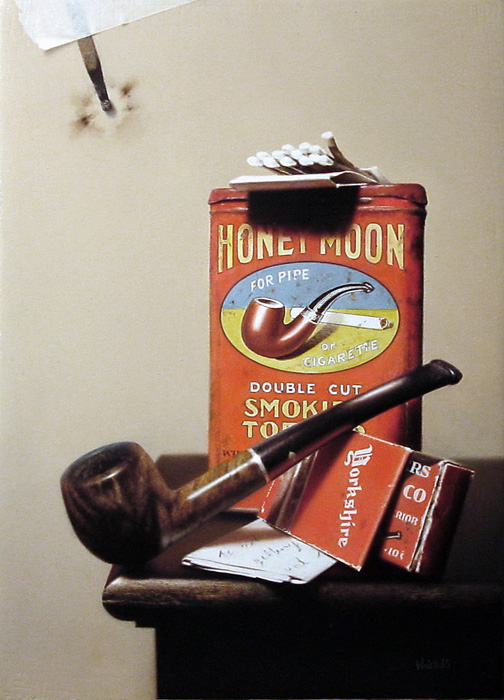 Smokin’ on the Corner, 7×5″,Oil